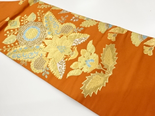 JAPANESE NAGOYA OBI / WOVEN FLORAL PLANTS